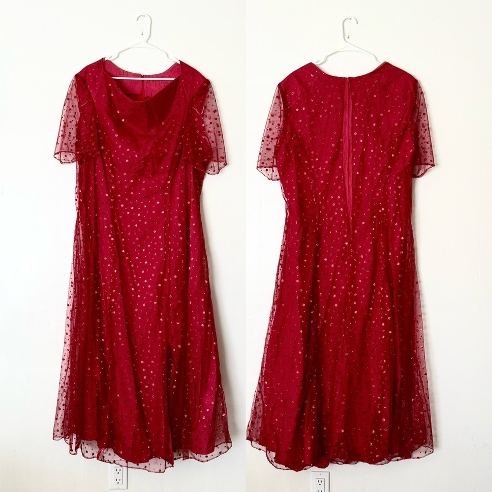 Vintage Handmade Red Glittery Dress Plus Size